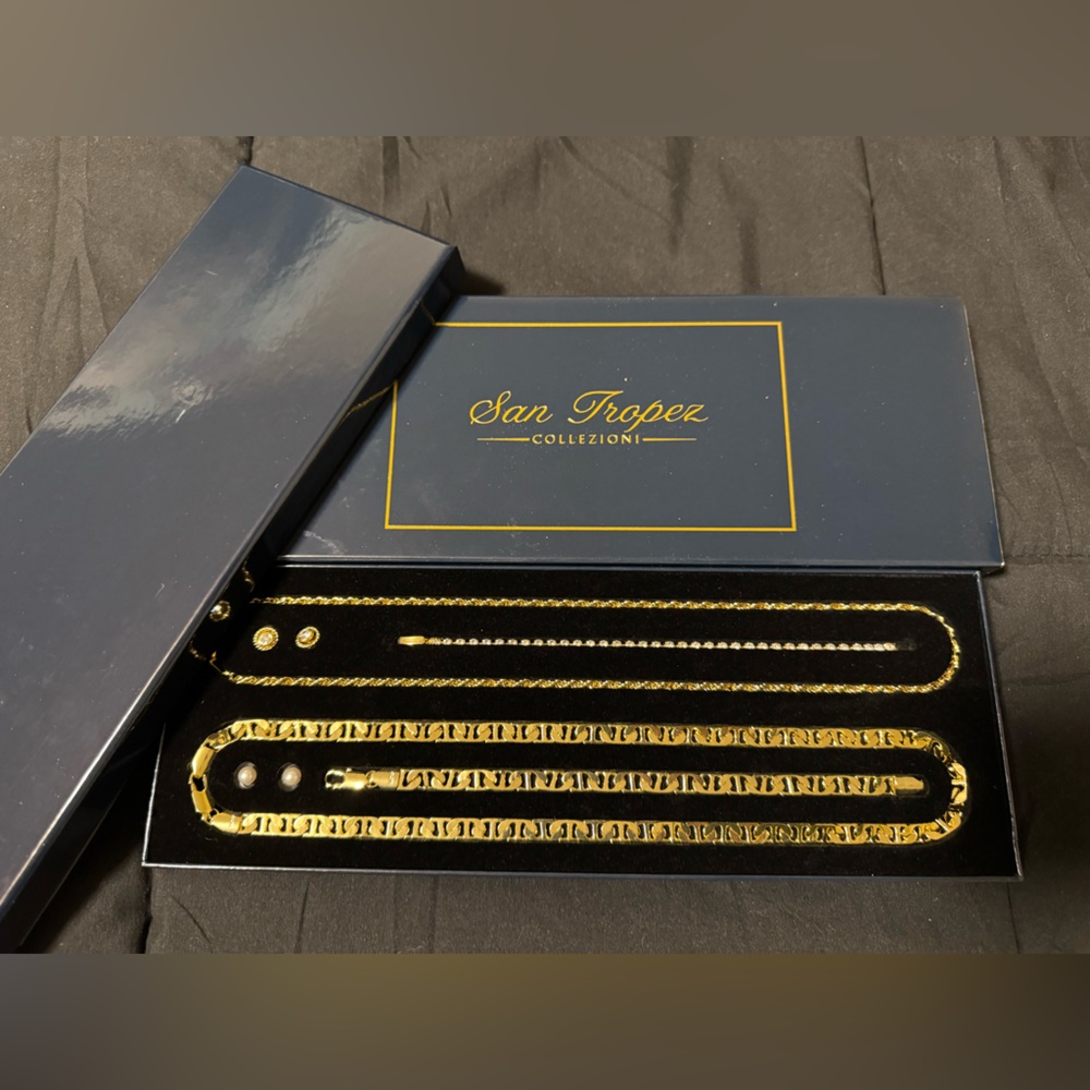 San Tropez Collections 6 Pc. 14K White Gold Plate Fashion Jewelry NEW IN BOX